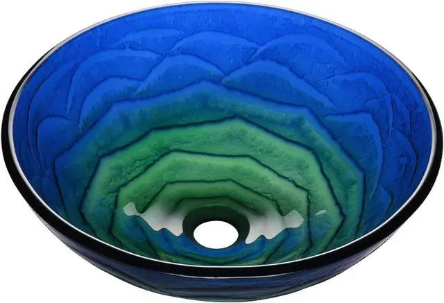 Main image of Aquaterior Round Tempered Glass Vessel Sink Vanity Above Counter Top Mount Basin