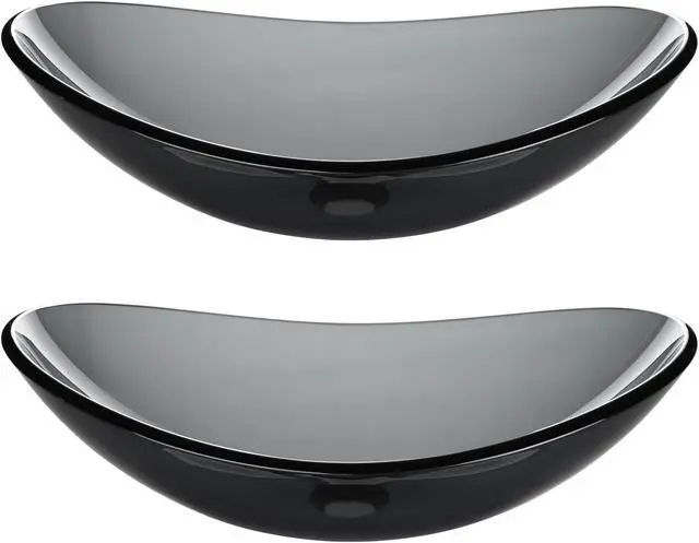 Alt view image 2 of 7 - Aquaterior Bathroom Oval Tempered Glass Vessel Sink Counter Top Basin 2 Pack