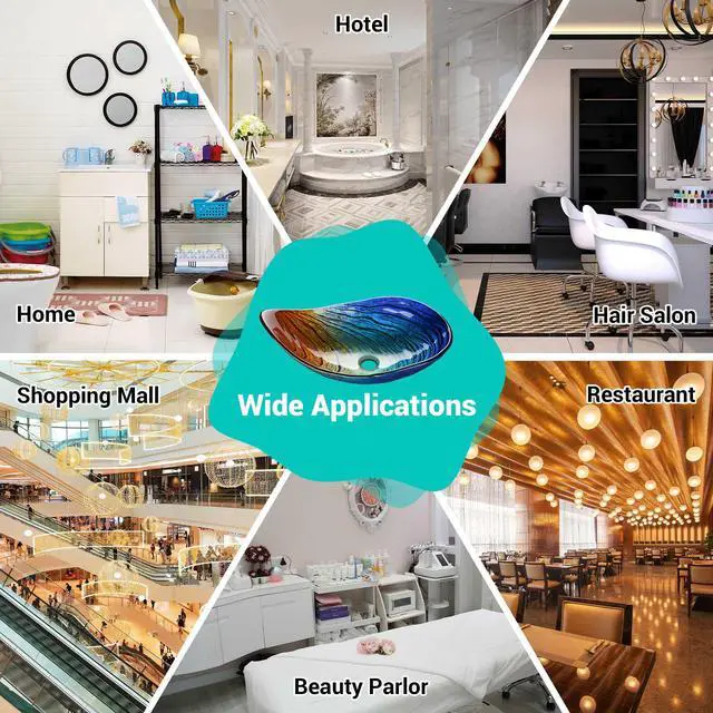 Alt view image 6 of 7 - Aquaterior Waterdrop Shape Tempered Glass Sink Counter Top Bathroom Basin 2 Pack