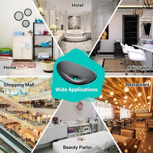 Alt view image 6 of 7 - Aquaterior Bathroom Oval Tempered Glass Vessel Sink Counter Top Basin 2 Pack