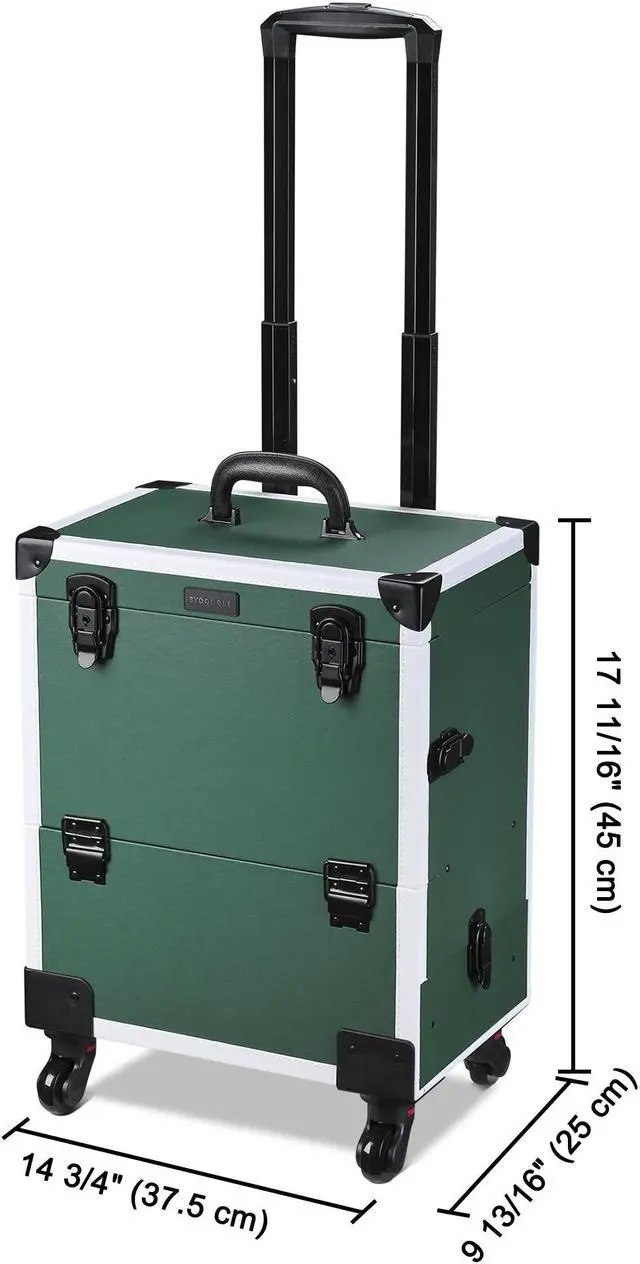 Alt view image 7 of 7 - Byootique Rolling Makeup Train Case Cosmetic Organizer Trolley Lockable Vanity