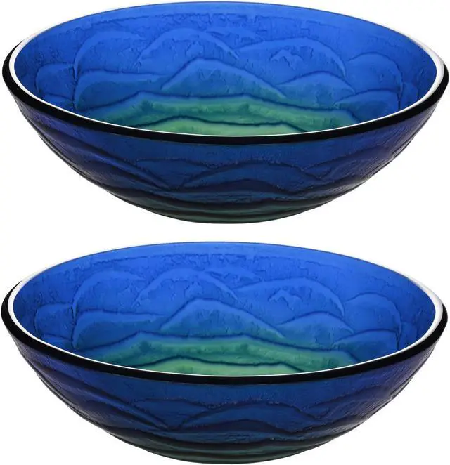 Main image of Aquaterior Round Tempered Glass Vessel Sink Vanity Above Counter Basin 2 Packs