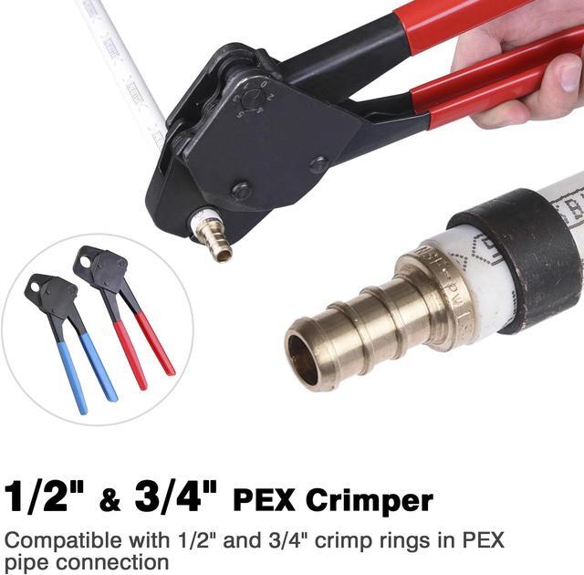 Alt view image 2 of 7 - Yescom 1/2" and 3/4" Pex Crimping Tool Kit Crimpers with Go/no Go Gauge for Copper Ring Plumping Crimps