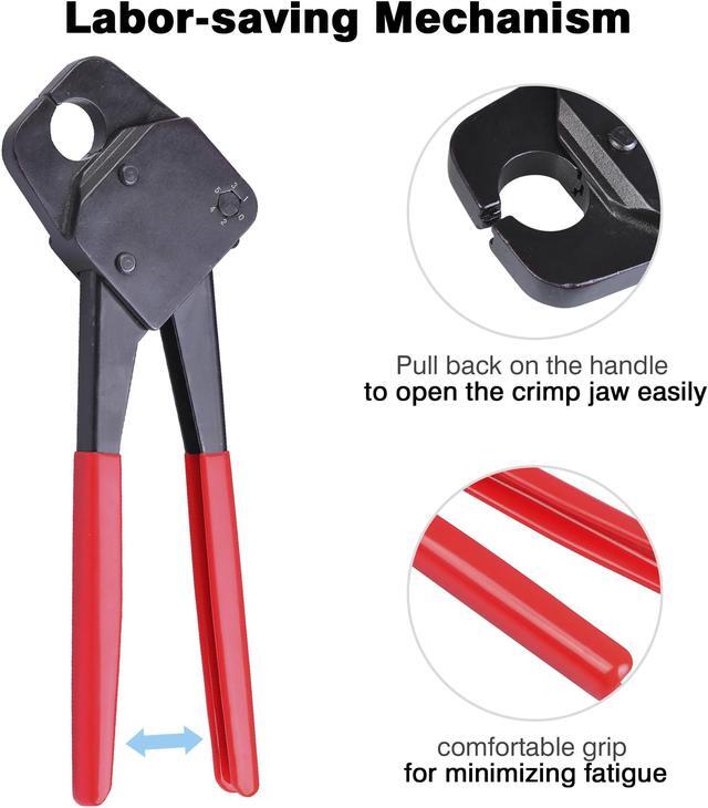 Alt view image 4 of 7 - Yescom 1/2" and 3/4" Pex Crimping Tool Kit Crimpers with Go/no Go Gauge for Copper Ring Plumping Crimps