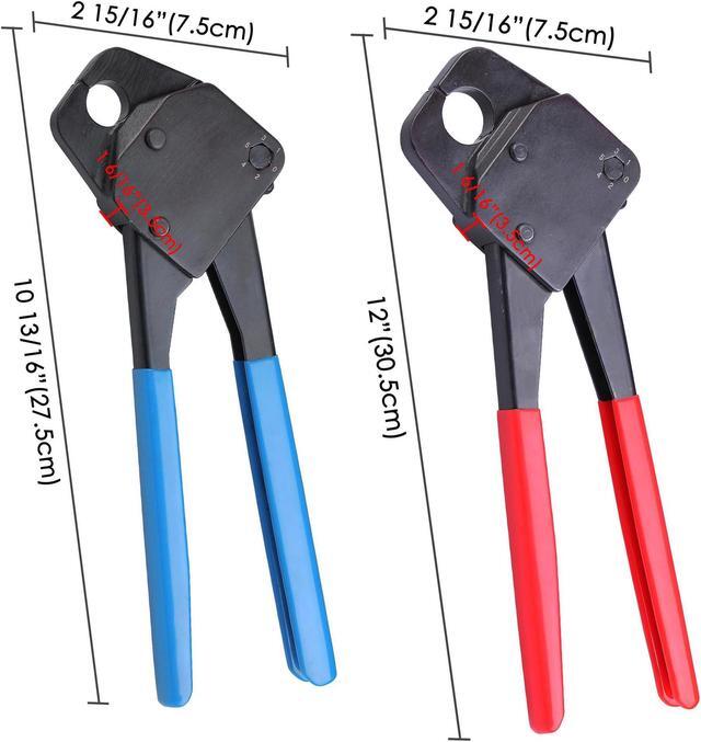 Alt view image 6 of 7 - Yescom 1/2" and 3/4" Pex Crimping Tool Kit Crimpers with Go/no Go Gauge for Copper Ring Plumping Crimps