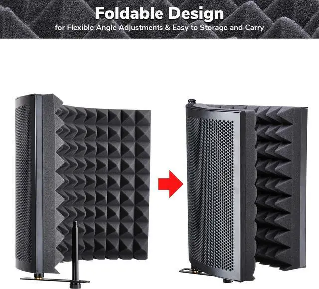 Alt view image 3 of 7 - Studio Microphone Isolation Shield Acoustic Foam Panel Sound Absorbing Recording Panel Stand Mount