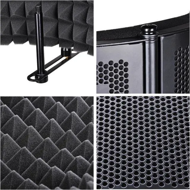 Alt view image 7 of 7 - Studio Microphone Isolation Shield Acoustic Foam Panel Sound Absorbing Recording Panel Stand Mount