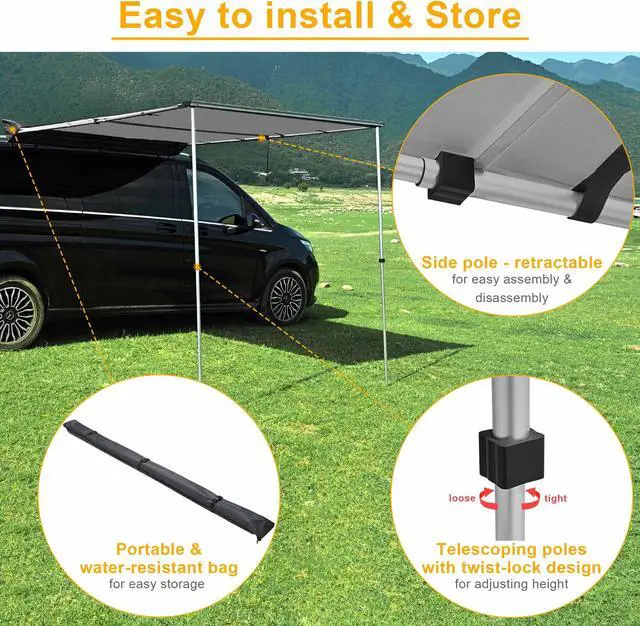 Alt view image 7 of 7 - 8x14 Ft RV Awning Replacement Fabric Canopy Camper Trailer Block UV Outdoor