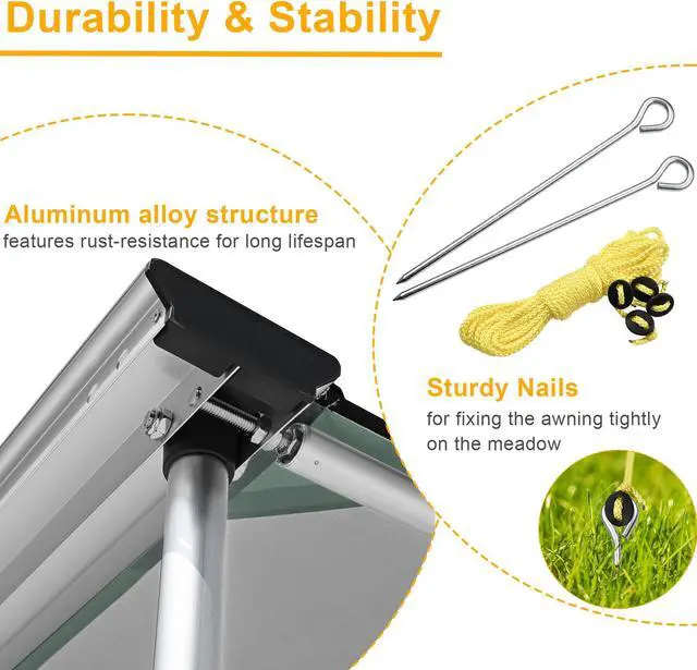 Alt view image 5 of 7 - 8x14 Ft RV Awning Replacement Fabric Canopy Camper Trailer Block UV Outdoor