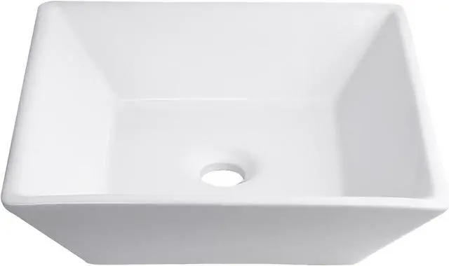 Alt view image 12 of 12 - Aquaterior® 2 Pcs Square Porcelain Above Counter Sink Bathroom Ceramic Vessel Basin Pop up Drain