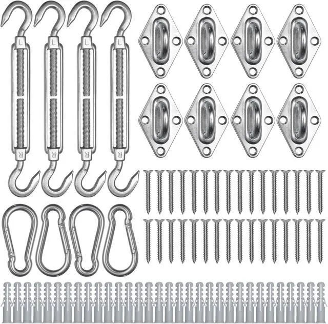 Main image of Rectangle Sun Shade Sail Hardware Kit 304 Anti-Rust Stainless Steel Patio 2 Pack
