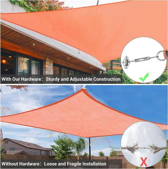 Alt view image 6 of 7 - Rectangle Sun Shade Sail Hardware Kit 304 Anti-Rust Stainless Steel Patio 2 Pack