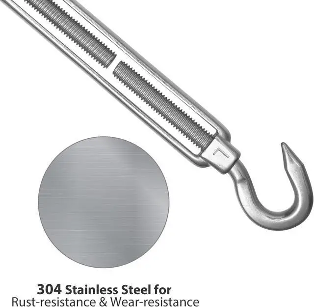 Alt view image 4 of 7 - Rectangle Sun Shade Sail Hardware Kit 304 Anti-Rust Stainless Steel Patio 2 Pack
