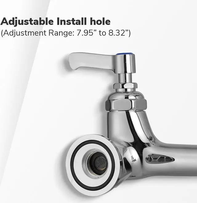 Alt view image 4 of 6 - Aquaterior Wall Mount Commercial Faucet w/ Pre-Rinse Pull Down Sprayer 2 Pack