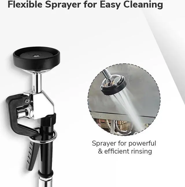 Alt view image 5 of 6 - Aquaterior Wall Mount Commercial Faucet w/ Pre-Rinse Pull Down Sprayer 2 Pack