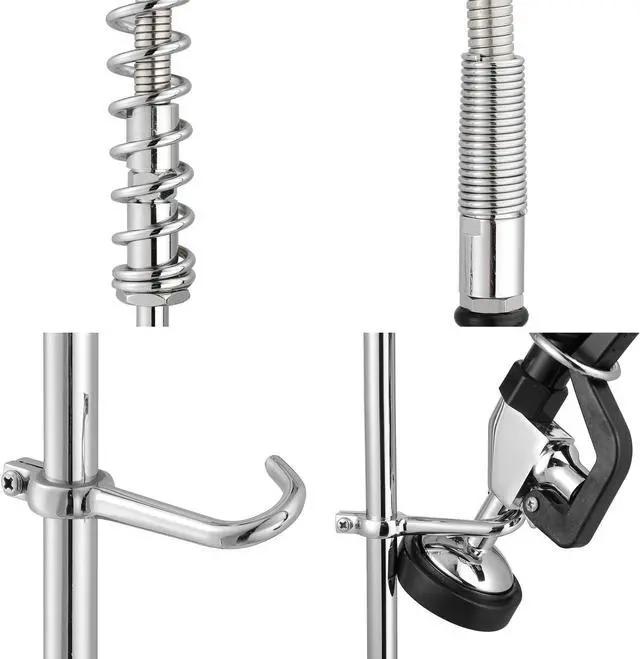 Alt view image 6 of 6 - Aquaterior Wall Mount Commercial Faucet w/ Pre-Rinse Pull Down Sprayer 2 Pack