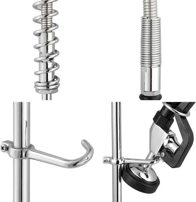 Alt view image 6 of 7 - Aquaterior Wall Mount Commercial Faucet w/ Pre-Rinse Pull Down Sprayer 2 Pack