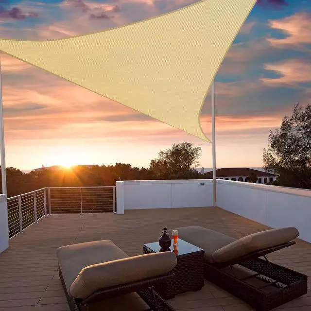 Alt view image 2 of 7 - 11 Ft Triangle Sun Shade Sail with Hardware Kit 97% UV Block Top Canopy Outdoor