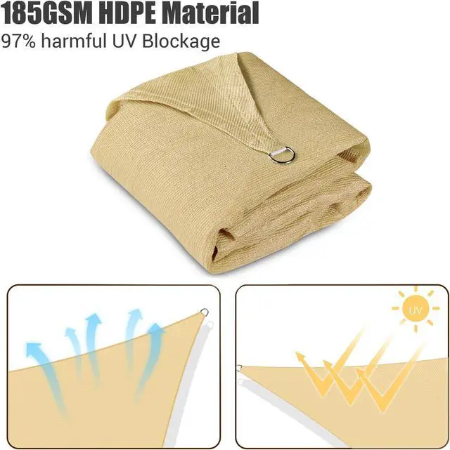 Alt view image 3 of 7 - 11 Ft Triangle Sun Shade Sail with Hardware Kit 97% UV Block Top Canopy Outdoor