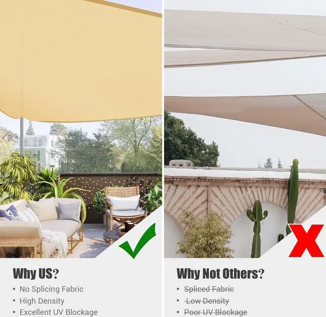 Alt view image 5 of 7 - 11 Ft Triangle Sun Shade Sail with Hardware Kit 97% UV Block Top Canopy Outdoor