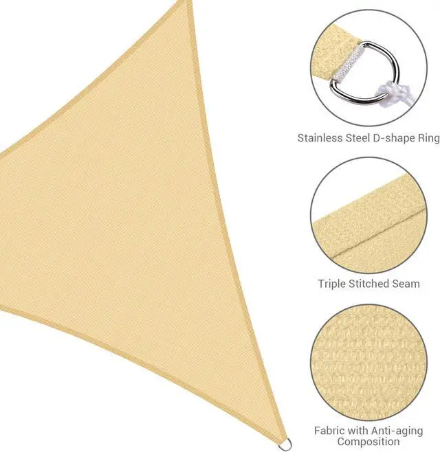 Alt view image 4 of 7 - 11 Ft Triangle Sun Shade Sail with Hardware Kit 97% UV Block Top Canopy Outdoor