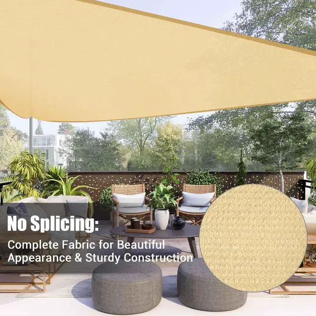 Alt view image 6 of 7 - 11 Ft Triangle Sun Shade Sail with Hardware Kit 97% UV Block Top Canopy Outdoor