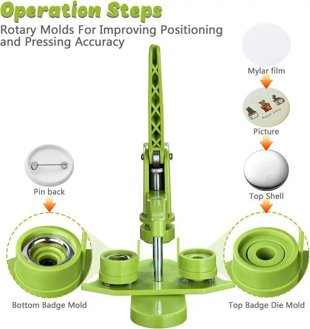 Alt view image 4 of 7 - 1 1/4" 32mm Backpack Pin Button Maker Machine Installation-Free DIY Pin Badge Punch Press Kit