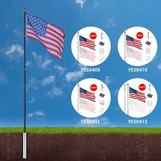 Alt view image 3 of 7 - Flag Pole Sleeve for 20 Ft 25 Ft Flagpole Replacement Outdoor Garden House Yard