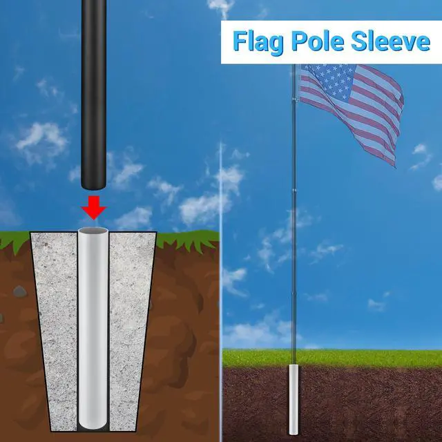 Alt view image 4 of 7 - Flag Pole Sleeve for 30 Ft Flagpole Replacement Outdoor Garden Yard Porch Patio