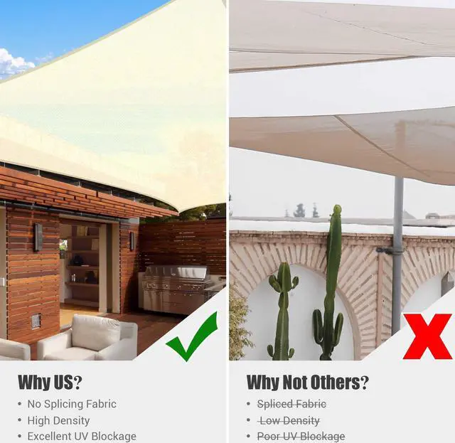 Alt view image 5 of 7 - Yescom 13x10 Ft 97% UV Block Rectangle Sun Shade Sail HDPE Canopy Cover Net Lawn Pool