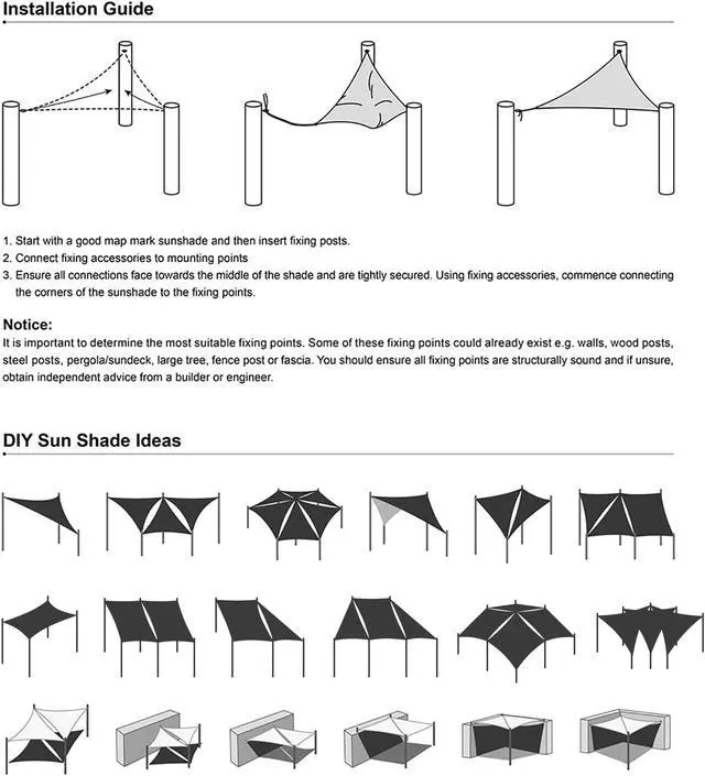 Alt view image 7 of 7 - Yescom 13x10 Ft 97% UV Block Rectangle Sun Shade Sail HDPE Canopy Cover Net Lawn Pool