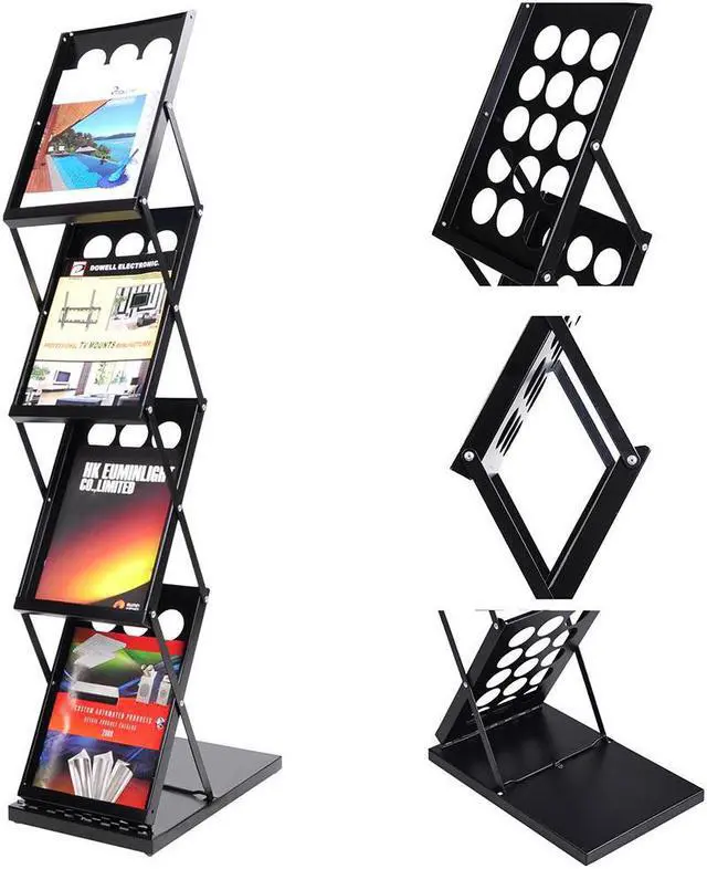 Alt view image 6 of 7 - 4 Pocket Foldable Magazine Brochure Rack Book Literature Holder Display Stand