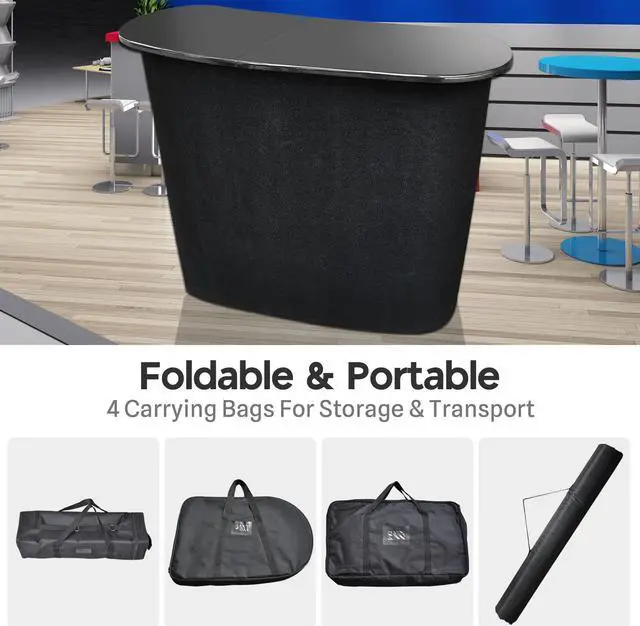 Alt view image 5 of 7 - InstaHibit 10x8 Ft Pop Up Backdrop Booth Stand w/ Portable Podium Table Counter