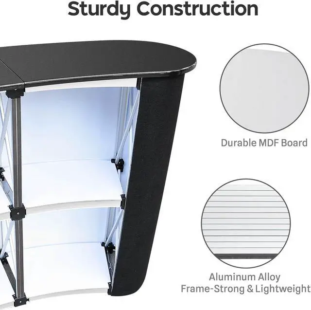Alt view image 7 of 7 - InstaHibit 10x8 Ft Pop Up Backdrop Booth Stand w/ Portable Podium Table Counter