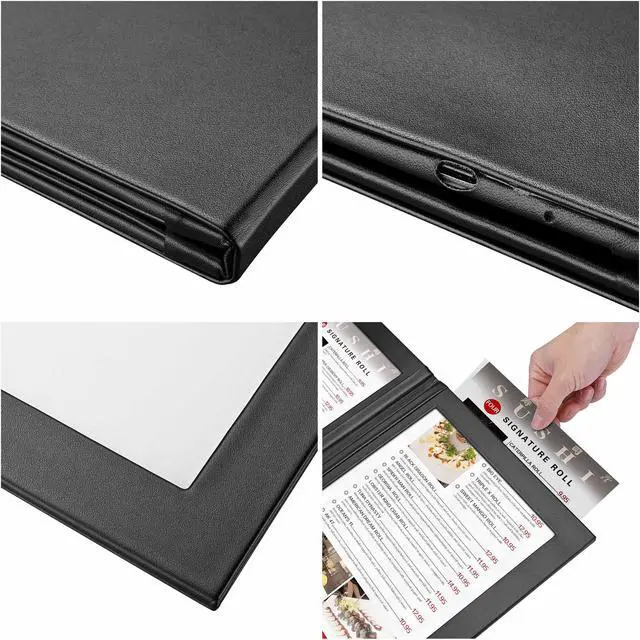 Alt view image 7 of 7 - WeChef LED Back Lit Light Menu Holder Cover Folding Double Panel Fits 8"x14" Paper for Hotel Club