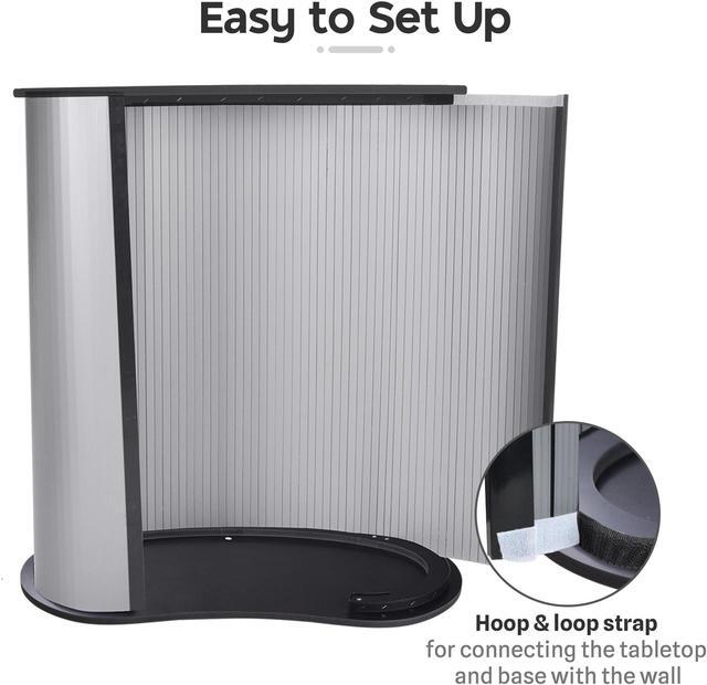 Alt view image 4 of 7 - 32" x 16" x 37" Portable Tradeshow Podium Table Exhibition Counter Stand Booth Fair with Wall 2 Bags