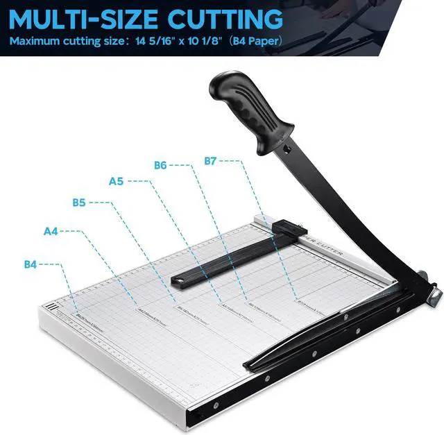 Alt view image 4 of 7 - 15" Cut Length B4 Paper Cutter Guillotine 12 Sheet Cutting Machine Photo Trimmer