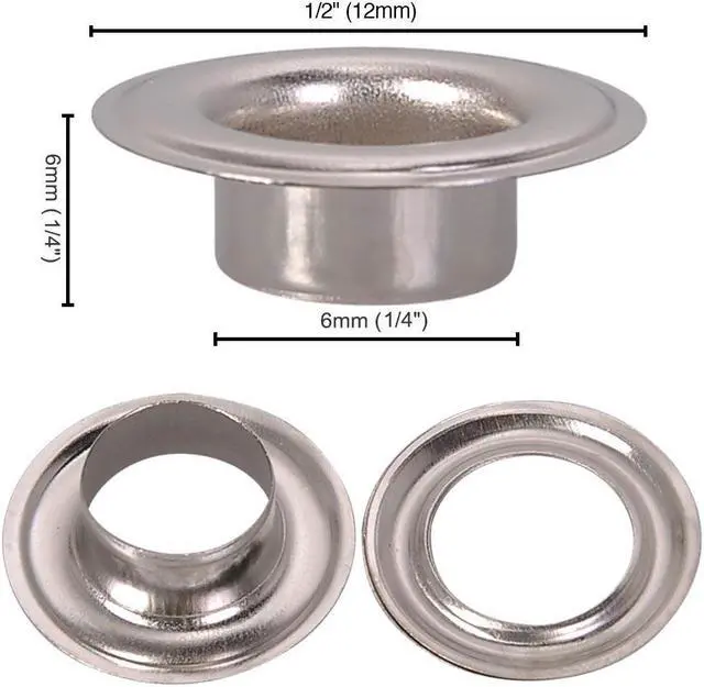 Alt view image 5 of 5 - Yescom 2000 pcs Grommet Kit 1/4 inch Size #0 Eyelets and Washers Nickel for Hand Press Apparel Leather Printing Tarp