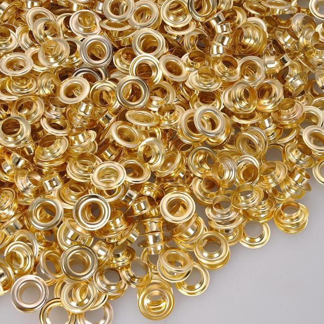 Alt view image 3 of 5 - Yescom 1000 pcs Grommet Kit 3/8 inch Size #2 Eyelets and Washers Brass for Hand Press Apparel Leather Printing Tarp
