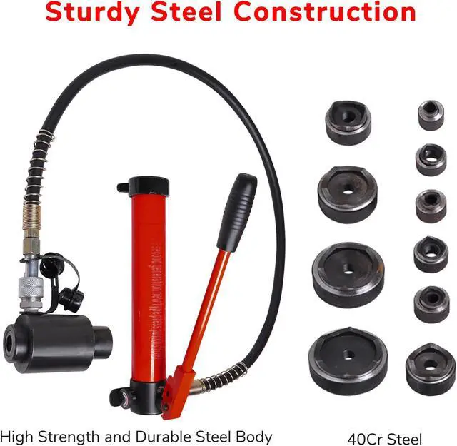 Alt view image 4 of 7 - Yescom 15 Ton Hydraulic Knockout Punch Set with 10 Dies (1/2" to 4") Conduit Hole Puncher Tool Kit