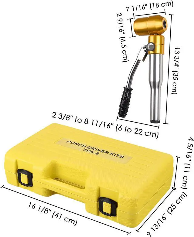 Alt view image 7 of 7 - Yescom 6 Ton Hydraulic Knockout Punch Set 6 Dies (1/2" to 2") Hole Puncher Tool Kit 11-gauge with Rotatable Head