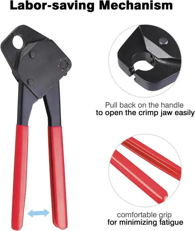 Alt view image 4 of 7 - 1/2" PEX Crimper Copper Ring Plumping Crimps Crimping Tool with Go/no Go Gauge
