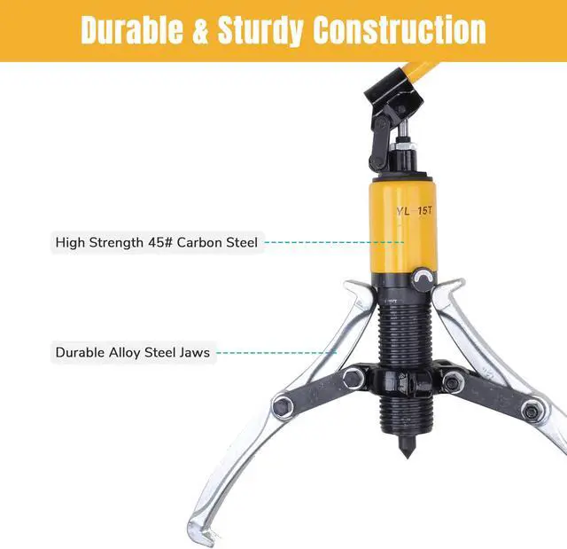 Alt view image 5 of 7 - 3-Jaw Hydraulic Gear Puller Set 15 Ton Wheel Bearing Pulling Separator w/Case