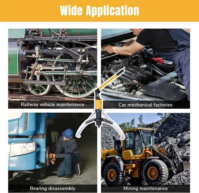 Alt view image 6 of 7 - 3-Jaw Hydraulic Gear Puller Set 15 Ton Wheel Bearing Pulling Separator w/Case