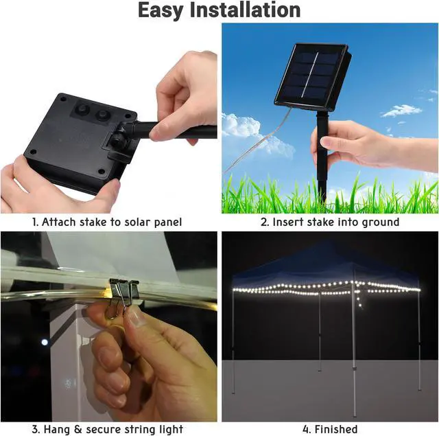 Alt view image 7 of 7 - Yescom 40Ft Solar 120LED Canopy String Light 8 Mode Party Outdoor Garden Patio Umbrella Lawn Wedding Decor with Clip