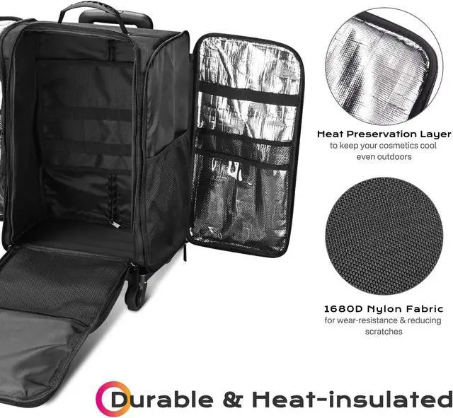 Alt view image 4 of 7 - Byootique Soft Sided Rolling Makeup Train Case Cosmetic Organizer Travel Artists