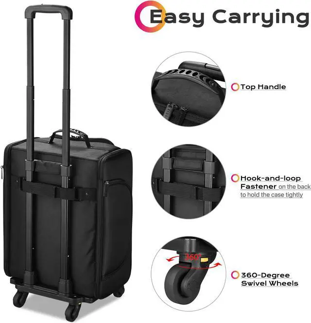 Alt view image 6 of 7 - Byootique Soft Sided Rolling Makeup Train Case Cosmetic Organizer Travel Artists