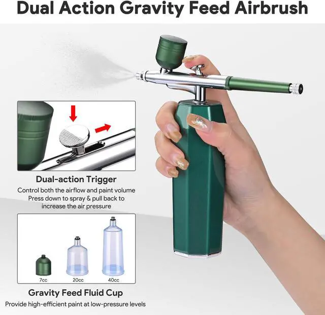 Alt view image 4 of 7 - Cordless Airbrush Kit with Compressor Rechargeable Handheld Spray Gun Art Makeup