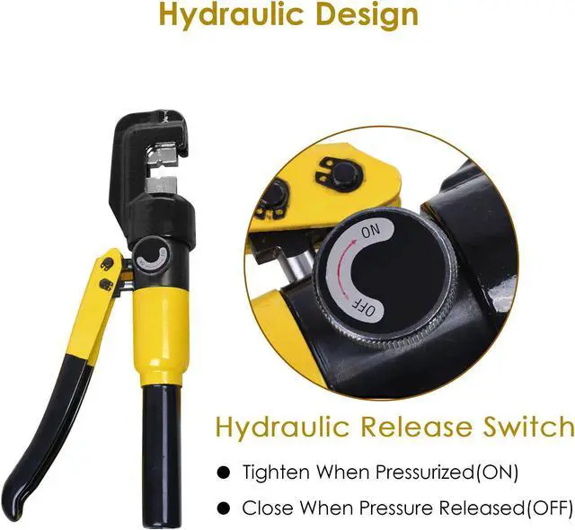 Alt view image 3 of 7 - Yescom 10 Ton Hydraulic Wire Crimper Battery Cable Lug Terminal Crimping Tool with 9 Dies
