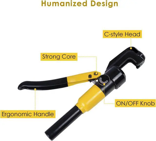 Alt view image 5 of 7 - Yescom 10 Ton Hydraulic Wire Crimper Battery Cable Lug Terminal Crimping Tool with 9 Dies